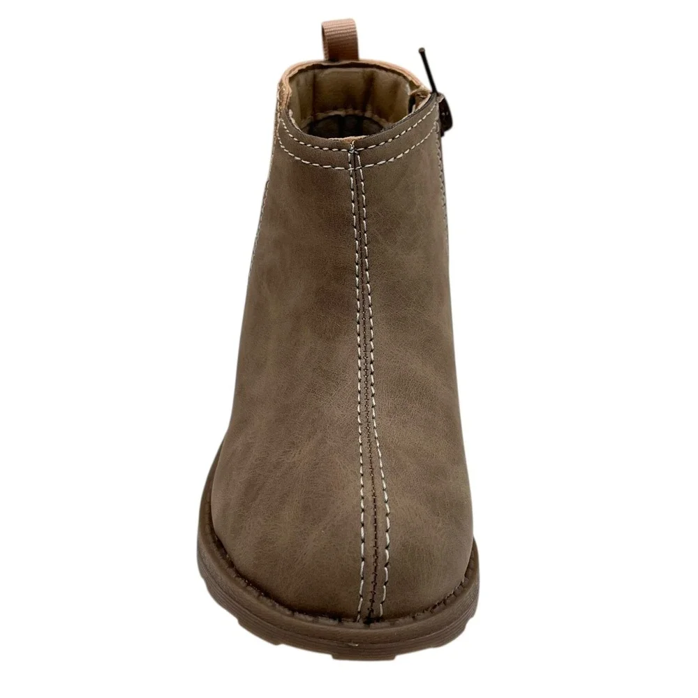 Carters Little Girl's Liana Ankle Boots Size 12 Taupe Glitter Accent Side Zip‎